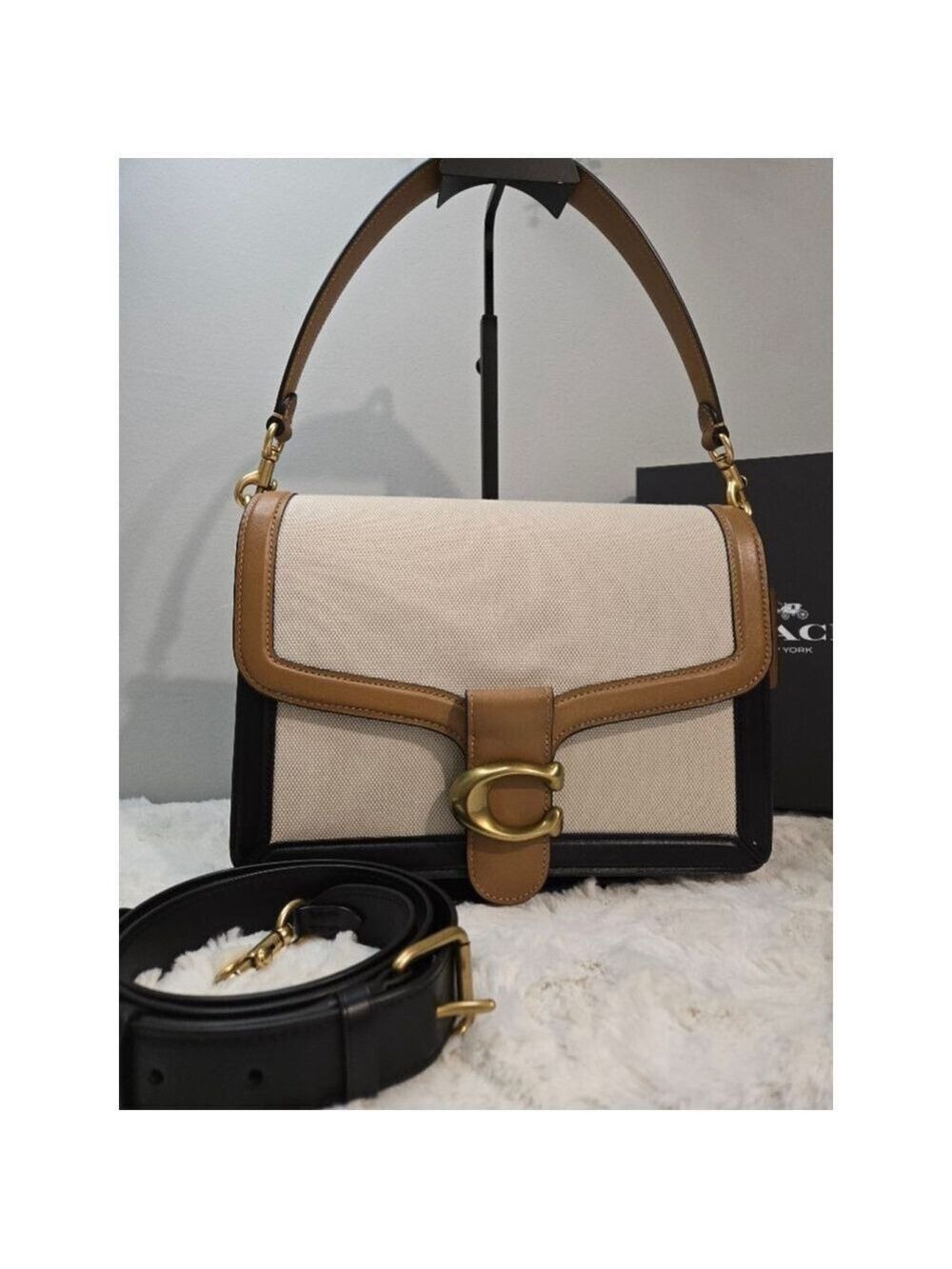 Coach Tabby Canvas Leather Flap Snap Shoulder Bag, NWT - Picture 2 of 16